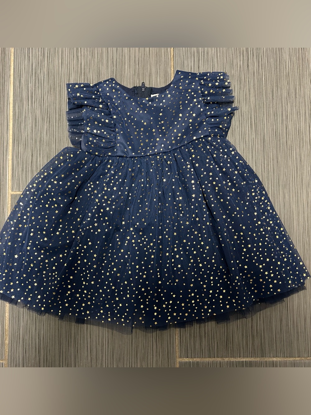 Popatu Navy Dress with Gold Star Print